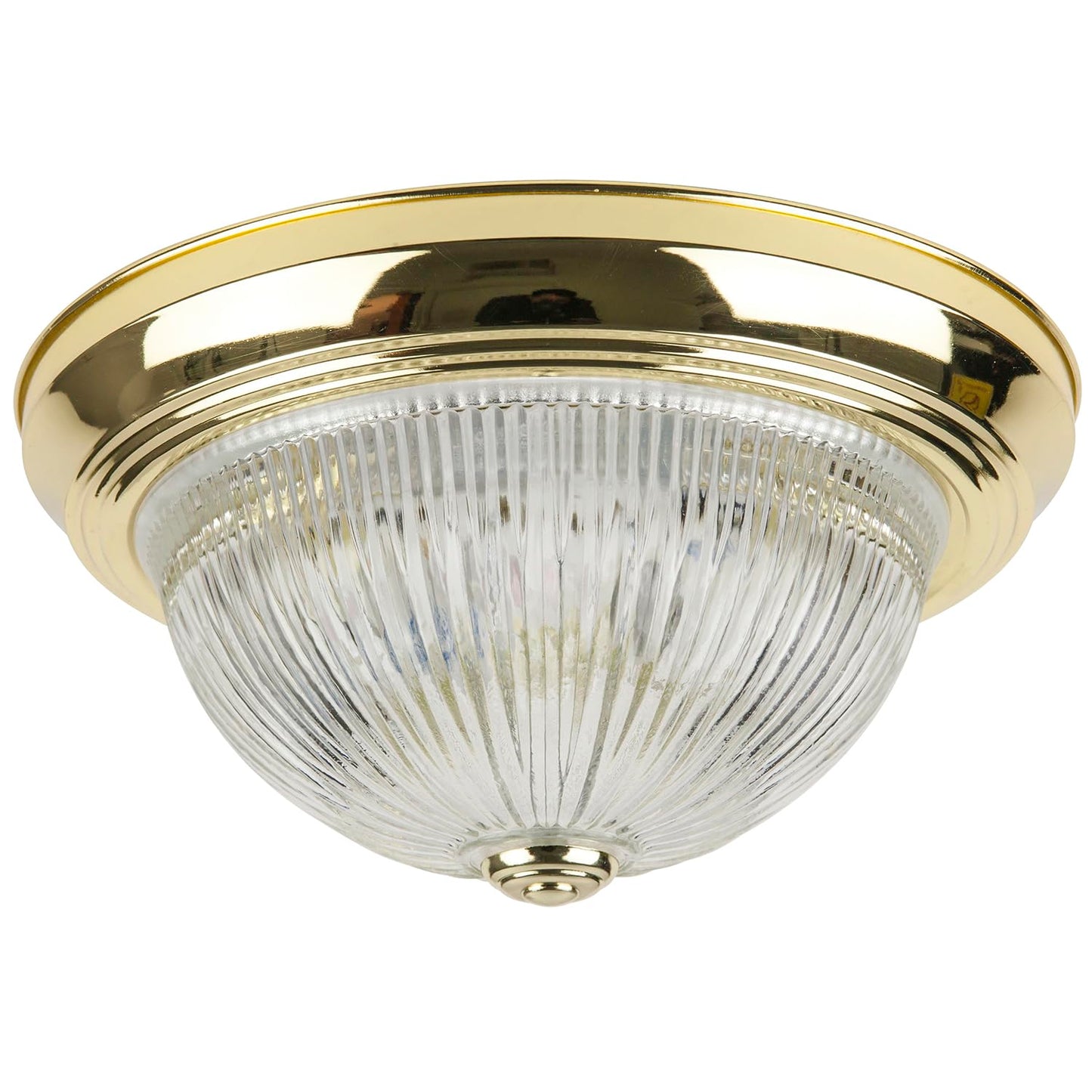 Sunlite 04572-SU 11-Inch Traditional Dome Ceiling Light, Classic Decorative Flush Mount, Clear Glass Shade, 2 60W A19 Bulbs (Not Included), Medium E26 Base, for Bedrooms, Hallways & Bathrooms, Polished Brass