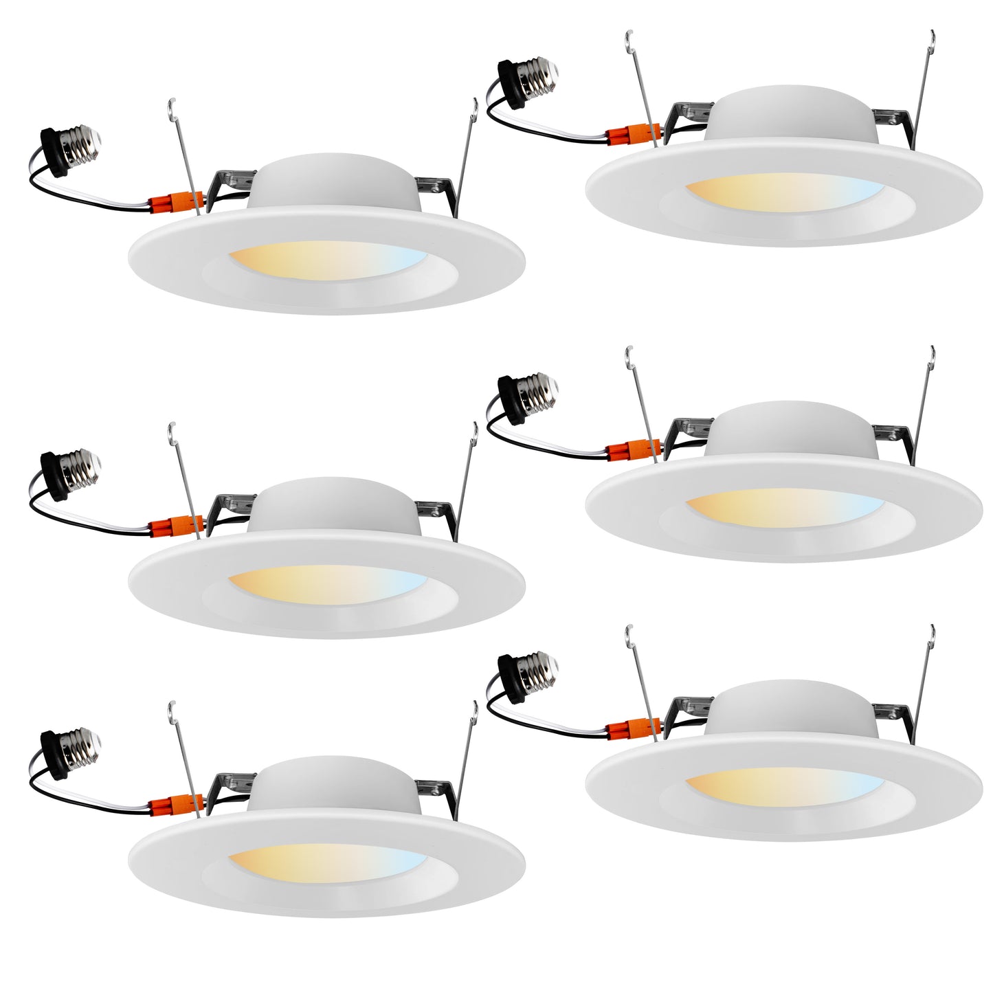 LED 4" Round Retrofit Recessed Downlight, 10W, 5SCT, Smooth Trim - 6 Pack