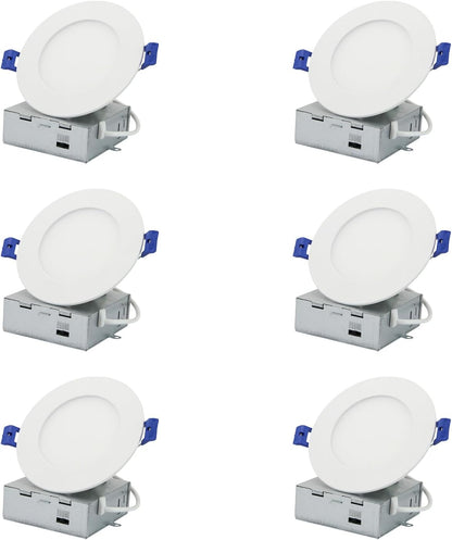 Sunlite LED 4" Round Recessed Slim Downlight Fixture, 12 Watts, 700 Lumens, 5 CCT Switch, 90 CRI, Dimmable, Title-24 Compliant