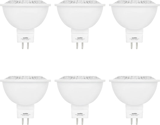 Sunlite LED MR16 Reflector Spotlight Bulb, 7 Watts (50W Halogen Bulb EQ) 12V, 500 LM, 90 CRI, GU5.3 Bi-Pin Base, Dimmable, Title-20 Compliant, UL Listed, Energy Star