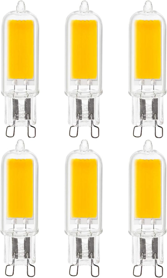 Sunlite LED G9 Light Bulb 4 Watts (60W Equivalent), 500 Lumens, Bi Pin Base, Non-Dimmable, UL Listed, 3000K, 6 Pack