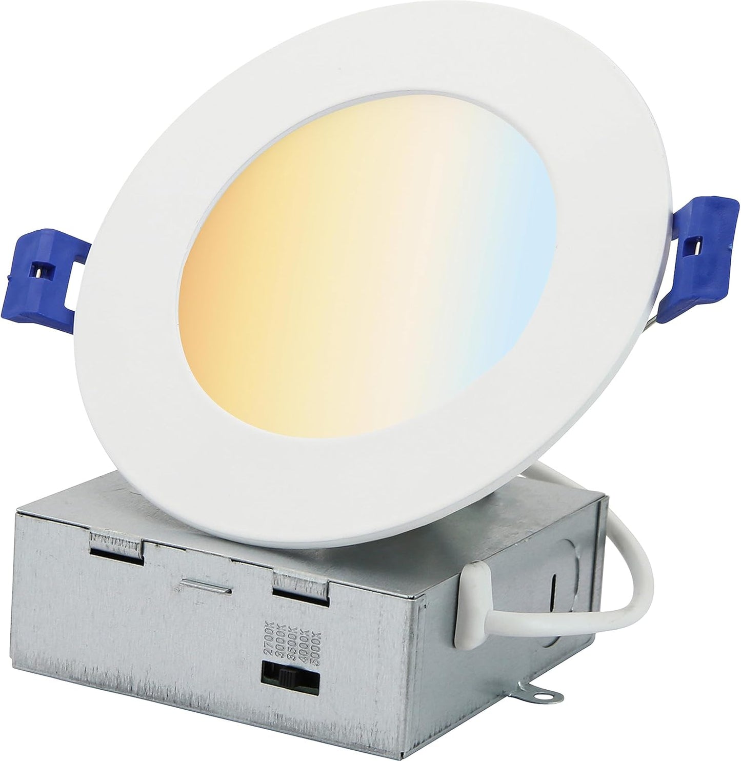 Sunlite LED 4" Round Recessed Slim Downlight Fixture, 12 Watts, 700 Lumens, 5 CCT Switch, 90 CRI, Dimmable, Title-24 Compliant
