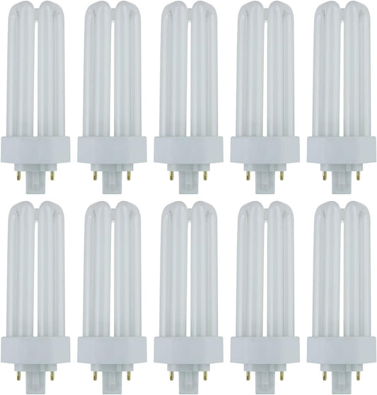 Sunlite PLT26/E/SP Compact Fluorescent Plug-in PLT 4-Pin Triple Tube, 26 Watts, 4-Pin GX24q3 Base, 1800 Lumens, 10 Pack